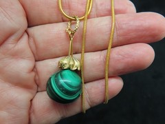 Vintage Slide w/Malachite Green Mineral Pendant/Necklace