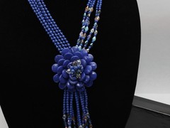 Joan Rivers Starlet Faux Lapis Blue Flower Necklace Classic Collection New w Box
