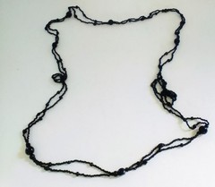 Antique Victorian French Jet Glass Mourning Beads Necklace 41′ Long
