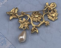 Vintage Avon Garden Of Eden Brooch Collar Pin Vine Bee Butterfly Edwardian Style