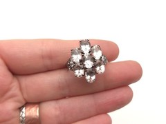 Vintage Sterling 925 Gemstone Morganite White Topaz Rose Gold Plated Ring s10