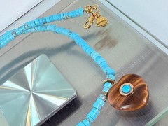 Mayamar (24K Gold Plated) Turquoise Bead Stone Heart Necklace 18″ (NEW)