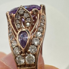 PAJ 925 sterling silver rose gold pink purple cubic zirconia CZ ring size 7.5