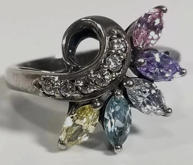 Sterling silver 925 rhinestone vintage ring women size 6 jewelry