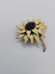 HAR Vintage Brooch Flower Yellow with Black Crystals MCM