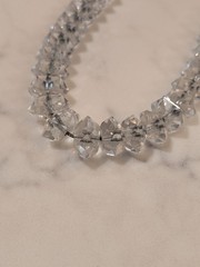 RARE Art Deco Hexagon beaded silver rock crystal 18” necklace