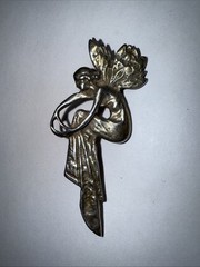 Pin Brooch Nymph Fairy With Wings Long Gown Graceful Women Sterling Silver