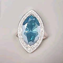 Vintage Platinum Engagement Ring 7.88ct.Natural Teal Blue Marquise Diamond