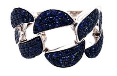 ESTATE 1.52CT AAA SAPPHIRE 18KT WHITE GOLD 3D LOVE KNOT SEMI ETERNITY FUN RING