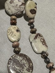 Chunky Stone Link Necklace Earth Tone Dark Silver Stone Chain Link 34 “