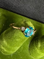 Vintage Aquamarine (March Birthstone) and Stamped 18KT HGE Ring Size 8