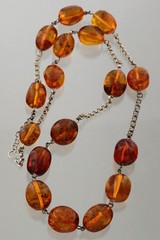 ANTIQUE Vintage Genuine Insect Beads BALTIC AMBER Chain Necklace 74.2g 260312-1
