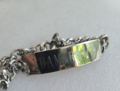 34.2g Vintage Cuban Link Sterling Silver ID Vtg Bracelet BAM-BAM Monogram 8″