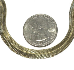 Vintage Jewelry Necklace Gold Flat Herringbone Chain Flexible 18″ Woven Link 22