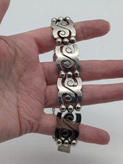 HEAVY Vintage Taxco Mexican Sterling Silver Link Ball Bracelet 74 Grams Sz 7¼