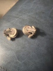 Goldblue Tinted Stone With Blue And Gold Faceted Crystals Clip On Earrings