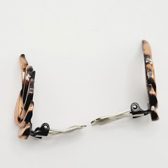 Modernist Copper Wings Climber Style Clip On Earrings Artisan Style Unsigned