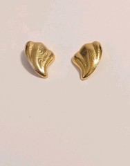 Vintage AVON Gold Tone Textured Wave Shaped Stud Drop Earrings 1 3/4″.