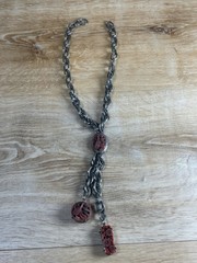 Vintage Selro Selini lariat necklace W Asian Themed Charms