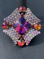 Stunning Vintage Watermelon AB High End Rhinestone Brooch