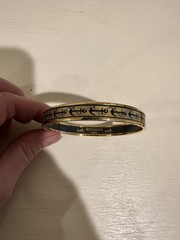 Vintage Hermes Bangle Bracelet Black Gold Enamel Anchor Gold Rim Size 70 w/ Box