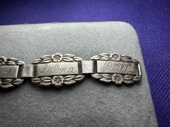 VTG WWII Sterling Silver Forget-Me-Not Engraved Family Link Bracelet 1945 14.5g