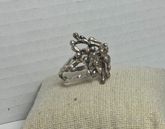 Vintage Sterling Silver Statement Textured Spike Ring Size 9 Adjustable