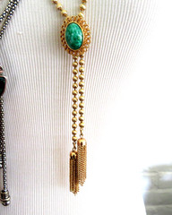 3 LOT Vintage Tassel Bolo style Necklace Silver and gold tone