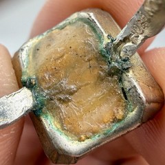 Vintage Hong Kong Large Honey Amber Color Resin Cabochon Ring Size 8.75