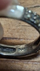 Vintage Thailand 925 Sterling Silver Mother Of Pearl Marcasite Band Ring Size 9