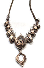 Vintage 925 Silver 26 GRAMS Victorian Necklace hematite 18″ – FREE SHIPPING