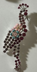 Vintage Pink Rhinestone Peacock Brooch/ Pin 3.75 Inches Silver Tone EUC