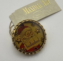 Vintage Rare Maximal Art Christmas Pin Santa Ho Ho Ho
