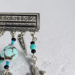 VTG Sunwest Silver Sterling Dangle Fetish Brooch Turquoise Animal Pin Zia Sun