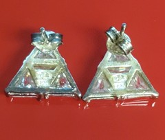 VTG 925 CL Triangle CZ Stud Earrings 0.5in Sterling Silver 5gtw Cluster Estate