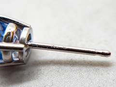 NEW $3000 1.50ct Natural ROUND Ceylon Blue Sapphire 14k White Gold STUD Earrings