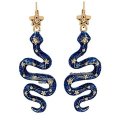 Vintage 2.25ctw Genuine Old Mine Antique Cut Diamond Enamel Silver Snake Earring