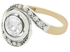 Antique 1900s 0.60Ct Diamond and 18k Yellow Gold Twist Ring