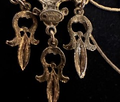 Celebrity NY Gold Tone Faux Turquoise Cabochon Red Rhinestone Pendant Necklace