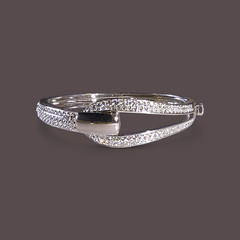 Signed Butler Silver Tone Rhinestone Hinged Bangle Bracelet Pavé Crystal Modern