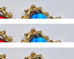 Vintage Victorian Revival Lucite Cabochon Bracelet Gold Tone Rhinestone 7.5″