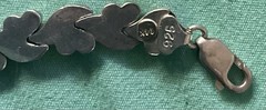 Sterling Silver 925 14K GOLD Heart Bracelet 7”. 9 Grams