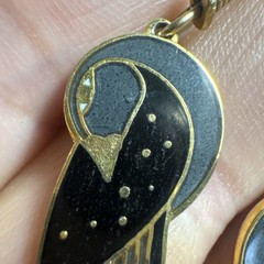 Laurel Burch Vintage Earrings Kuchulu Bird Grey Black French Wires Boho