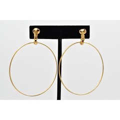 Vintage Dangle Clip Earrings Lightweight Gold Tone Large Round NOS 1980s BinA4