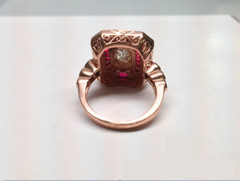 3.2Ct Vintage Art Deco Style Ruby & Lab Created Diamond Wedding 14K Gold FN Ring