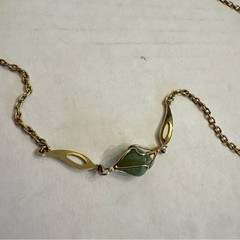 Vintage Gold Tone Wire Caged Gemstone Station Necklace 50″ Long MCM Jewelry