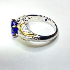 Vintage Sterling Silver Gold Plated Vanna K White & Blue CZ Ring Size 10