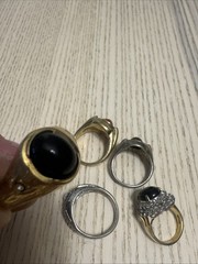 Vintage Retro Signet Ring Lot 6pc Chunky Mid Century Boho Gold Silver Tone Y2K