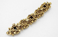 Vintage Delizza & Elster JULIANA Topaz Givré Glass & Rhinestone 5-Link Bracelet