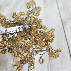 Vintage Exquisite Coral Brooch Pin Bead Lot Filigree Thailand Handmade Wire Bend
